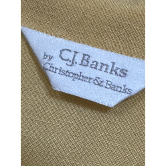Christopher & Banks XL Button Blouse Shirt Short Sleeve Rayon Linen Yellow READ - Picture 4 of 9